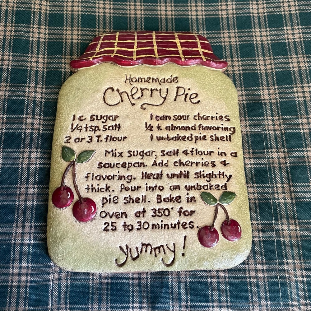 Decorative Cherry Pie Recipe Plaque